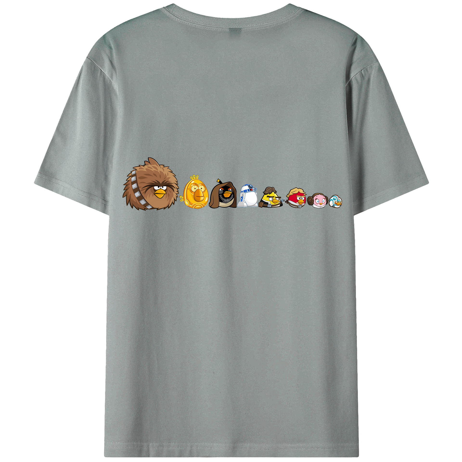 （画像用） Angry Birds アングリーバード 綿100％ メンズ半袖Tシャツ（バックプリント） 通気性